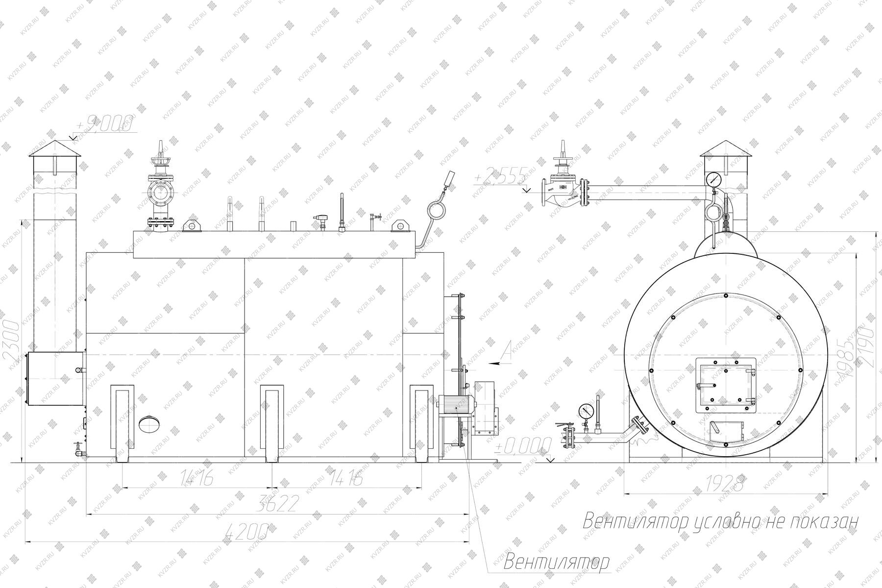 Чертеж котла жаротрубного котла