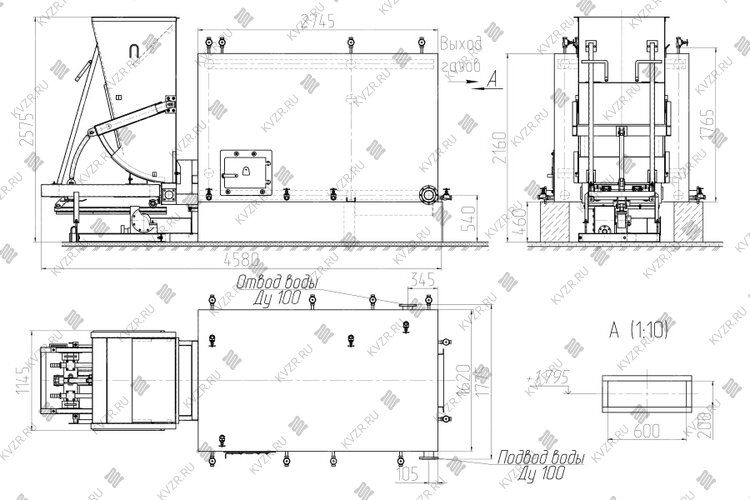 Котел КВм 1.0 с ТШПМ чертеж