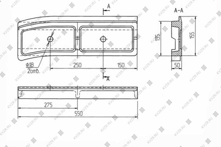Чертеж уплотнения заднего левого 00.1629.014 (Т 22.01.001)